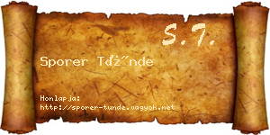 Sporer Tünde névjegykártya